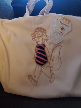 Disney Cream Fox Tote Bag with Pink & Navy Accent
